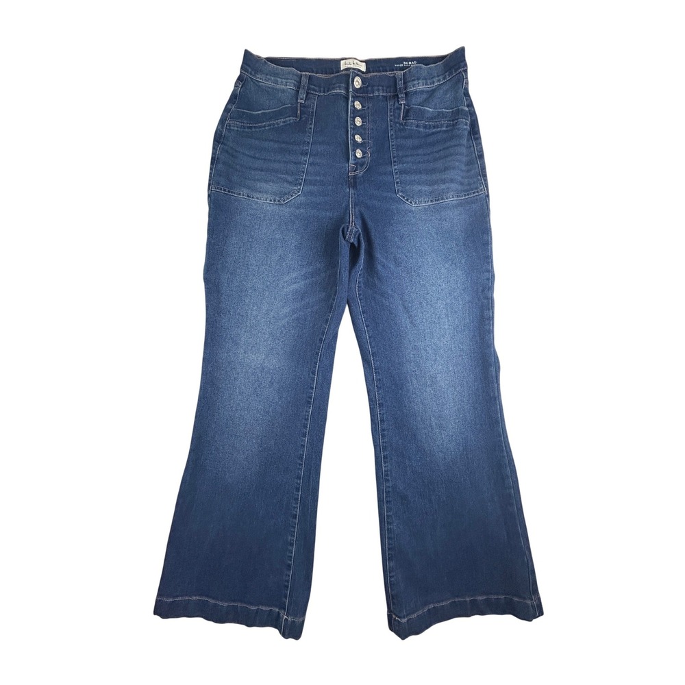 Nicole Miller New York Nomad Super High Rise Flare Jeans 32x29.5 Button Fly